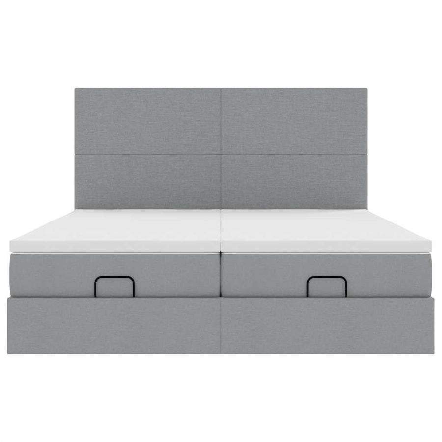 Ottoman bed met matrassen en LED's 160x200cm stof lichtgrijs