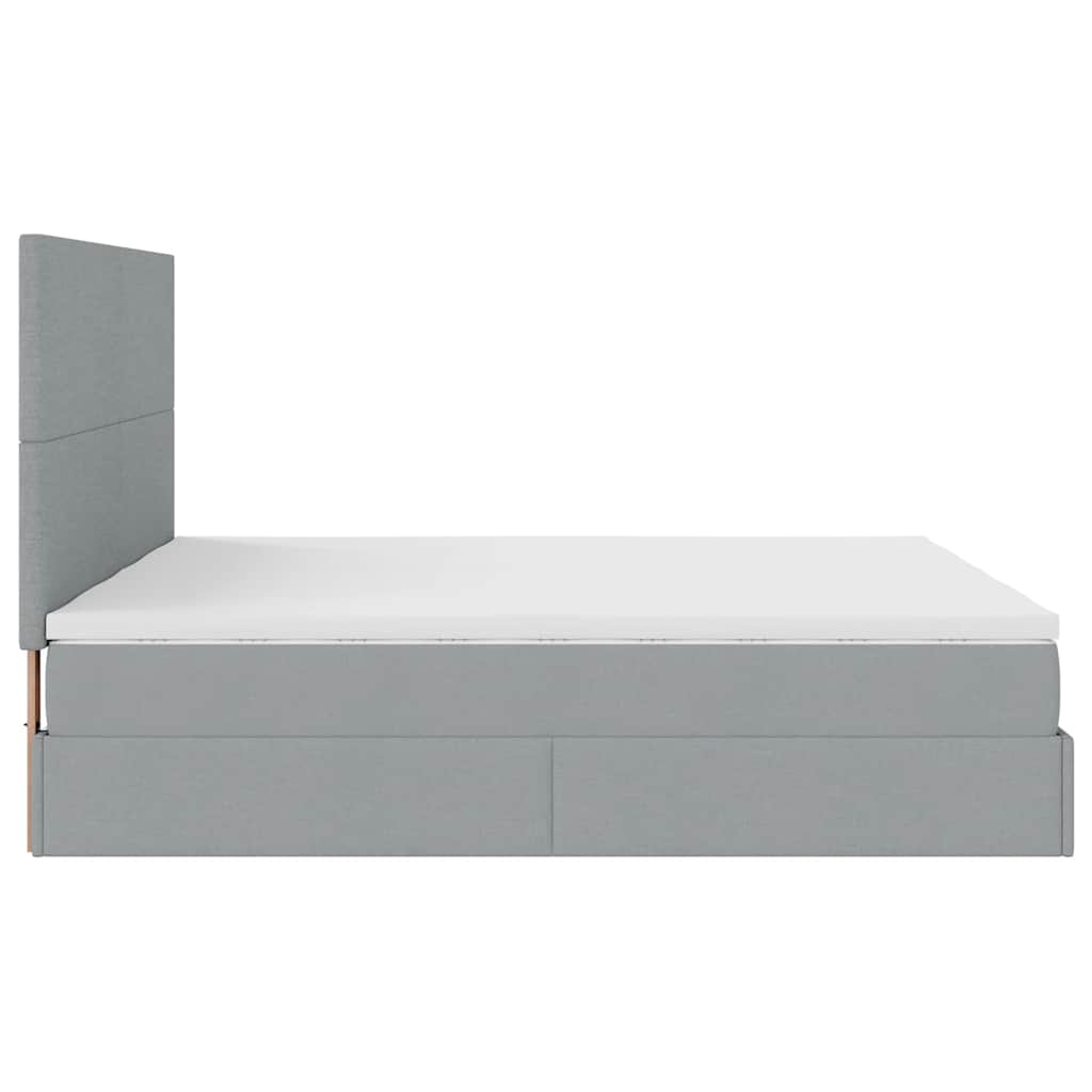 Ottoman bed met matrassen en LED's 160x200cm stof lichtgrijs