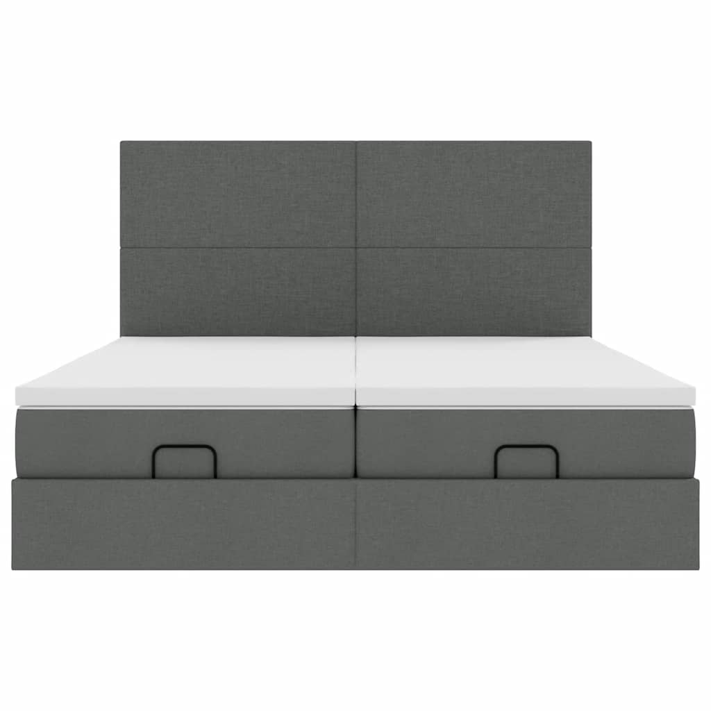 Ottoman bed met matrassen en LED's 160x200cm stof donkergrijs
