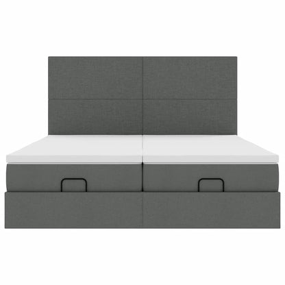 Ottoman bed met matrassen en LED's 160x200cm stof donkergrijs