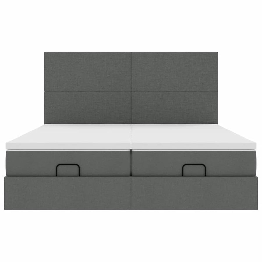 Ottoman bed met matrassen en LED's 160x200cm stof donkergrijs