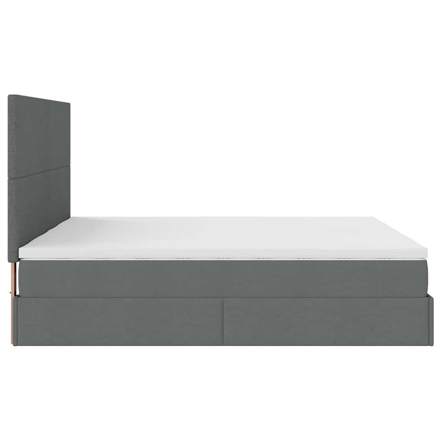 Ottoman bed met matrassen en LED's 160x200cm stof donkergrijs