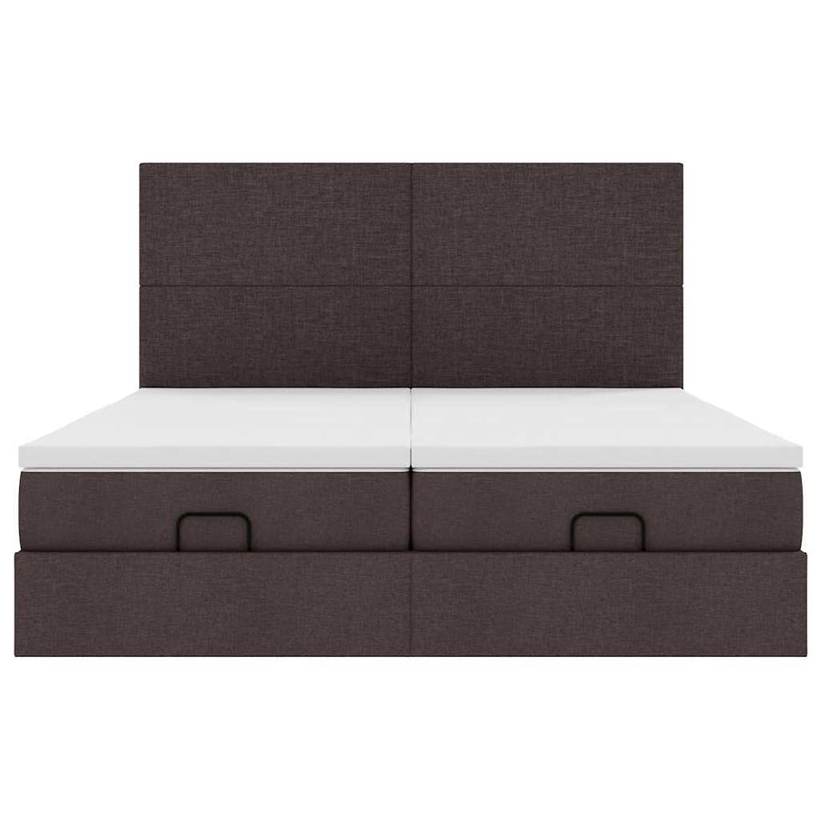 Ottoman bed met matrassen en LED's 160x200cm stof donkerbruin