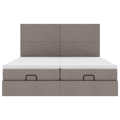 Ottoman bed met matrassen en LED's 160x200cm stof taupe