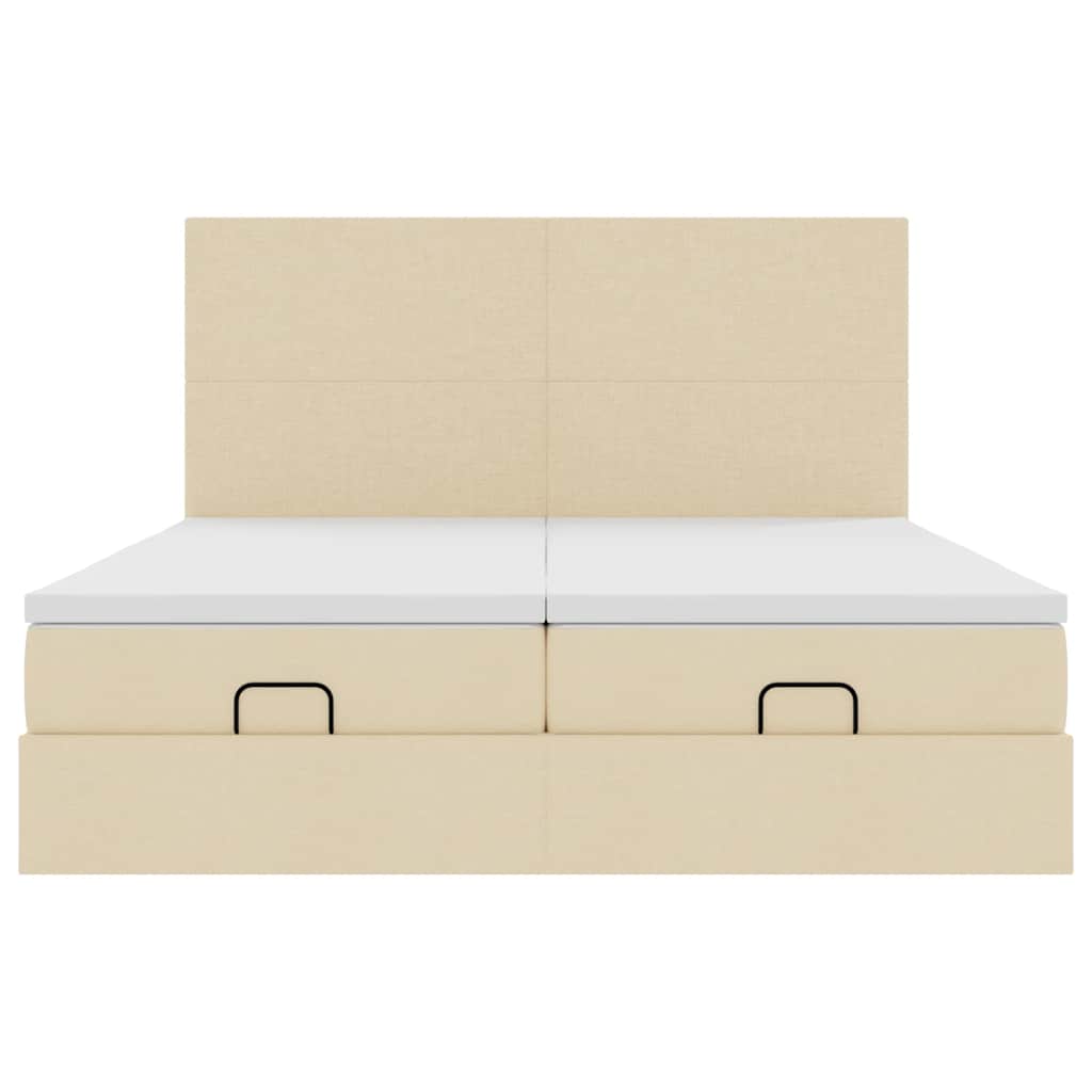 Ottoman bed met matrassen en LED's 160x200cm stof crèmekleurig