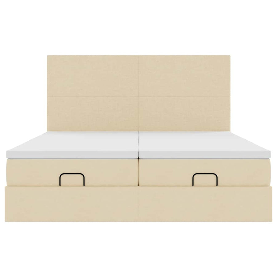Ottoman bed met matrassen en LED's 160x200cm stof crèmekleurig
