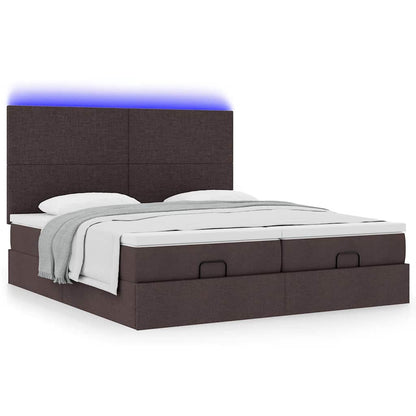 Ottoman bed met matrassen en LED's 180x200cm stof donkerbruin
