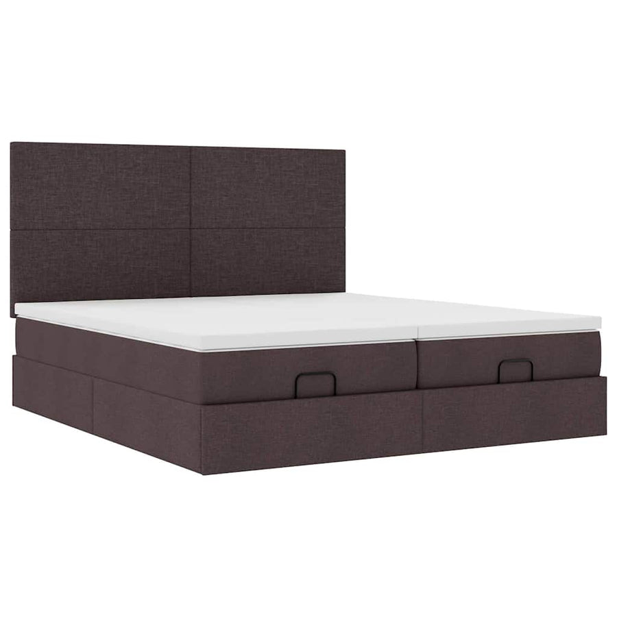Ottoman bed met matrassen en LED's 180x200cm stof donkerbruin