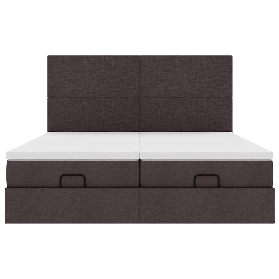 Ottoman bed met matrassen en LED's 180x200cm stof donkerbruin