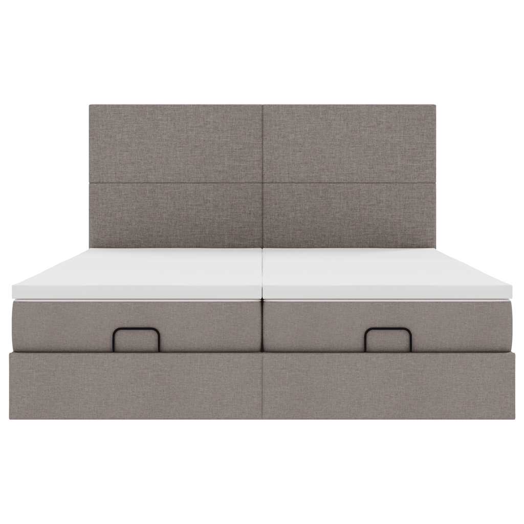 Ottoman bed met matrassen en LED's 180x200cm stof taupe