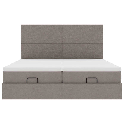 Ottoman bed met matrassen en LED's 180x200cm stof taupe