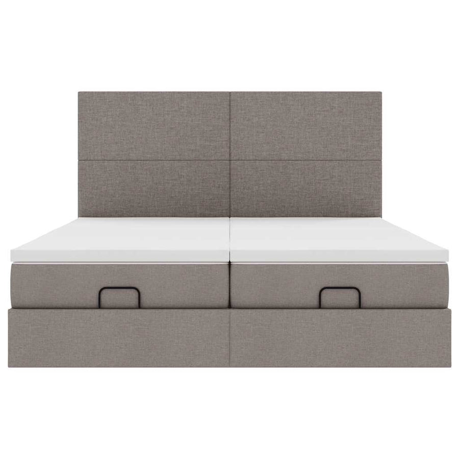 Ottoman bed met matrassen en LED's 180x200cm stof taupe