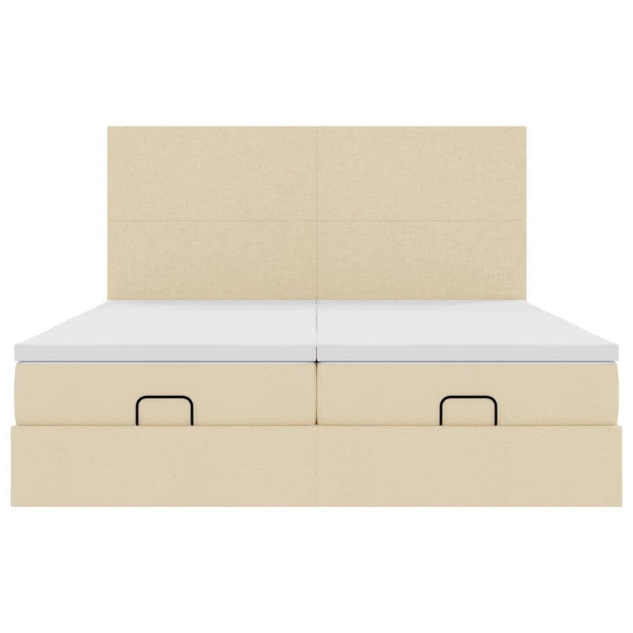 Ottoman bed met matrassen en LED's 180x200cm stof crèmekleurig