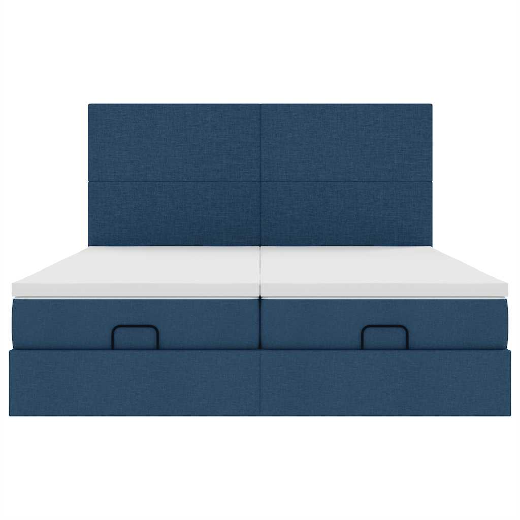 Ottoman bed met matrassen en LED's 180x200cm stof blauw