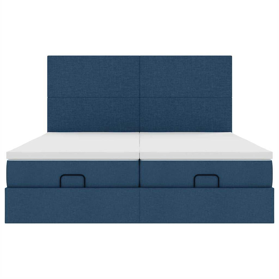 Ottoman bed met matrassen en LED's 180x200cm stof blauw
