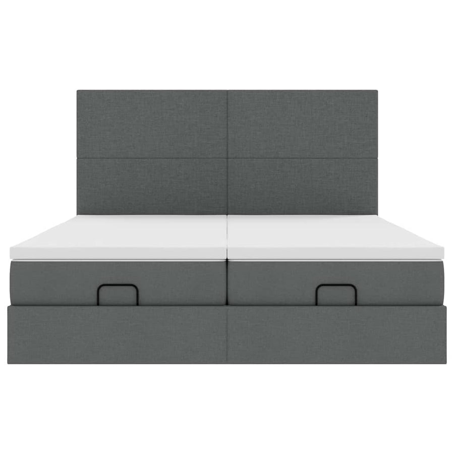 Ottoman bed met matrassen en LED's 200x200cm stof donkergrijs