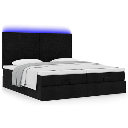 Ottoman bed met matrassen en LED's 200x200cm stof zwart