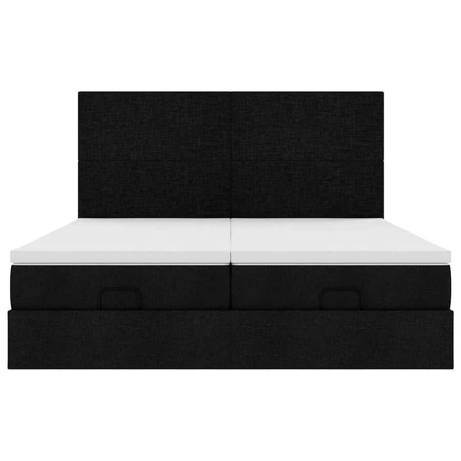 Ottoman bed met matrassen en LED's 200x200cm stof zwart