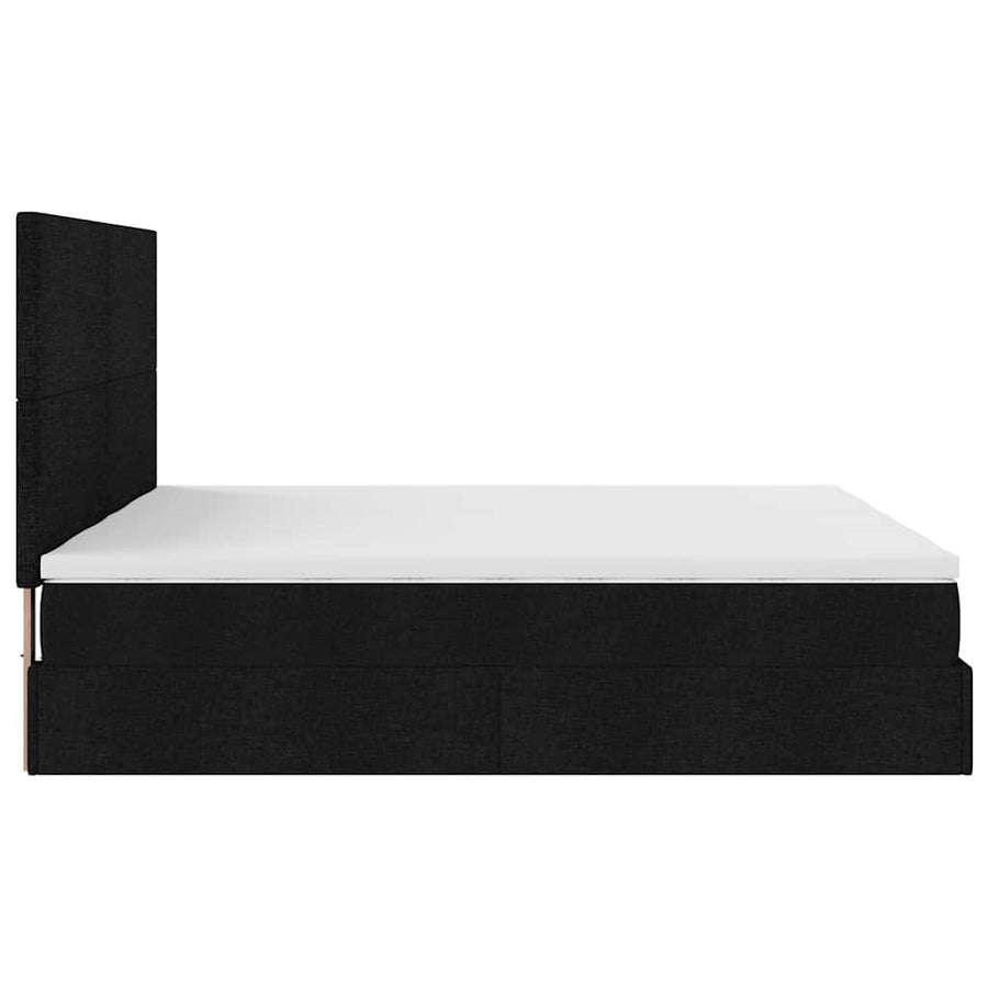 Ottoman bed met matrassen en LED's 200x200cm stof zwart