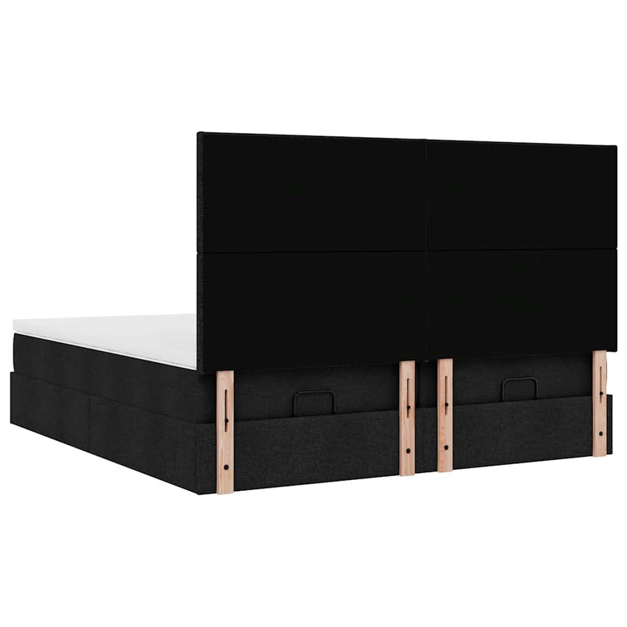 Ottoman bed met matrassen en LED's 200x200cm stof zwart