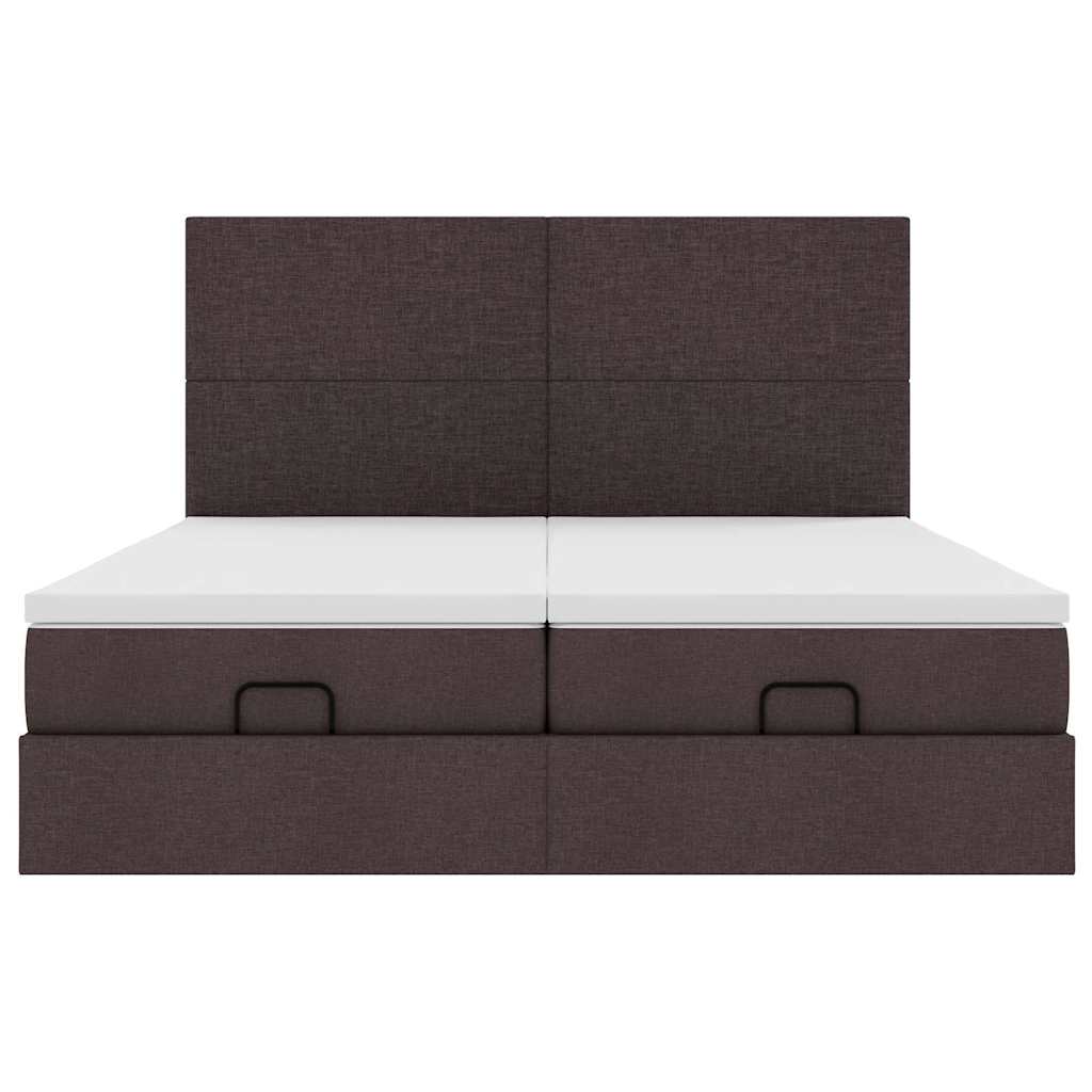 Ottoman bed met matrassen en LED's 200x200cm stof donkerbruin