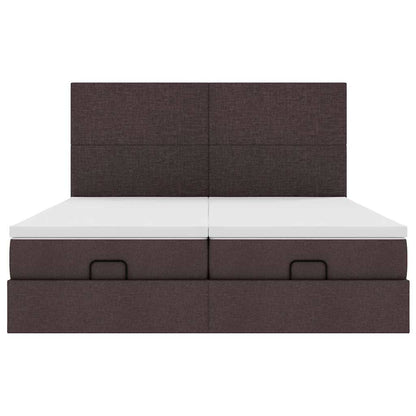 Ottoman bed met matrassen en LED's 200x200cm stof donkerbruin