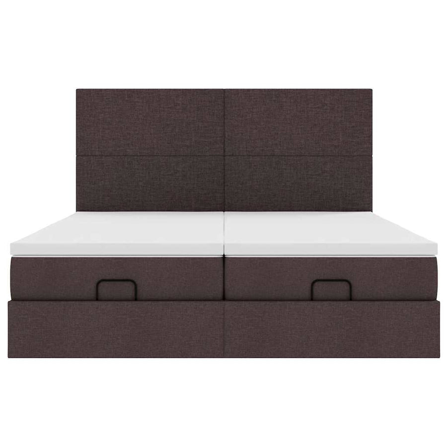 Ottoman bed met matrassen en LED's 200x200cm stof donkerbruin