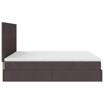 Ottoman bed met matrassen en LED's 200x200cm stof donkerbruin