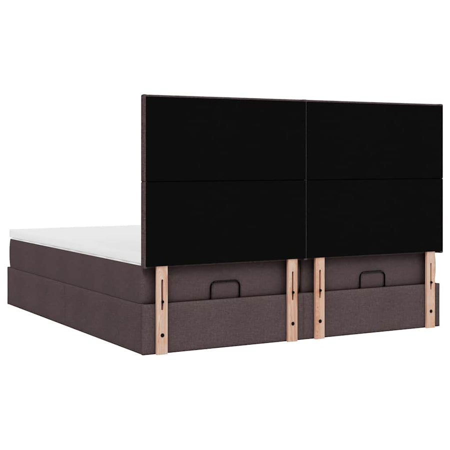 Ottoman bed met matrassen en LED's 200x200cm stof donkerbruin