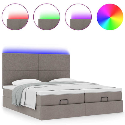 Ottoman bed met matrassen en LED's 200x200cm stof taupe