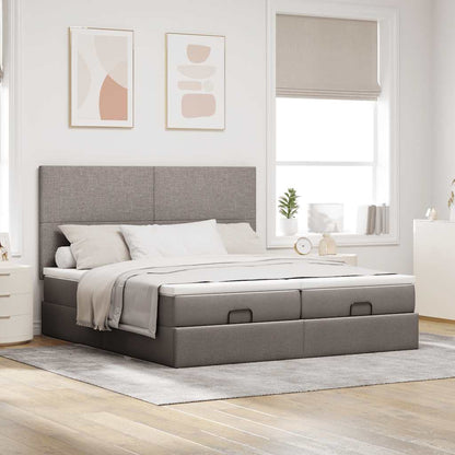 Ottoman bed met matrassen en LED's 200x200cm stof taupe