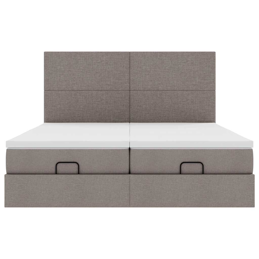 Ottoman bed met matrassen en LED's 200x200cm stof taupe