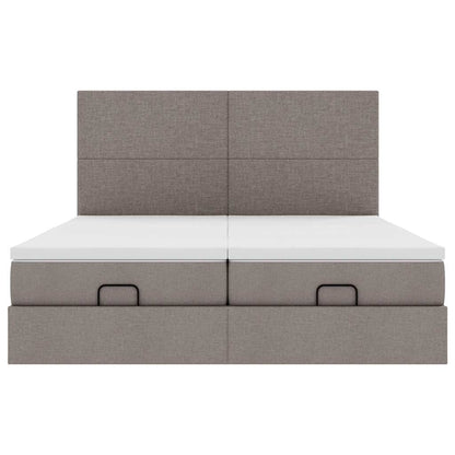 Ottoman bed met matrassen en LED's 200x200cm stof taupe