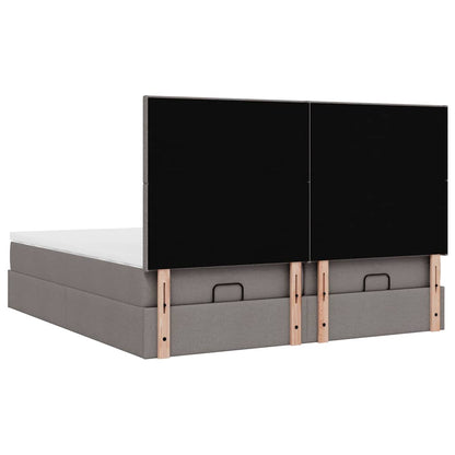 Ottoman bed met matrassen en LED's 200x200cm stof taupe