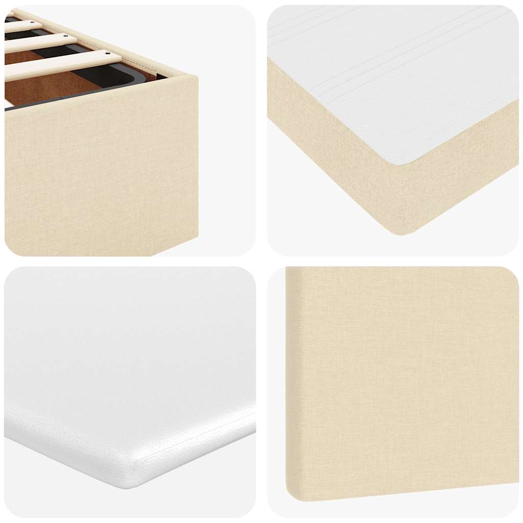 Ottoman bed met matrassen en LED's 200x200cm stof crèmekleurig