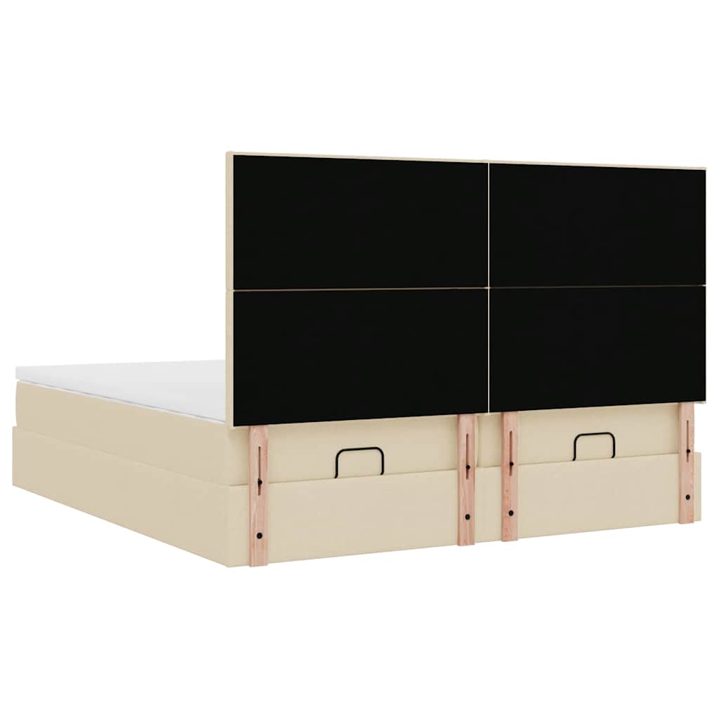 Ottoman bed met matrassen en LED's 200x200cm stof crèmekleurig