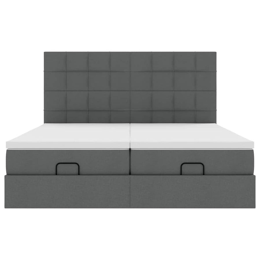 Ottoman bed met matrassen en LED's 160x200cm stof donkergrijs