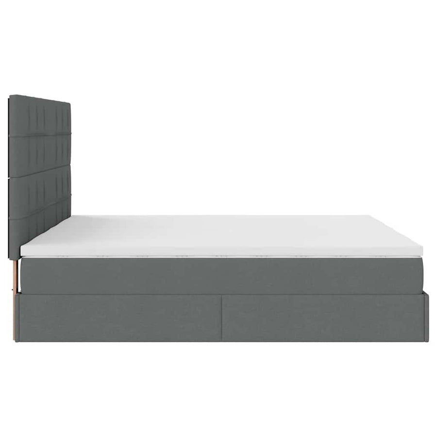 Ottoman bed met matrassen en LED's 160x200cm stof donkergrijs
