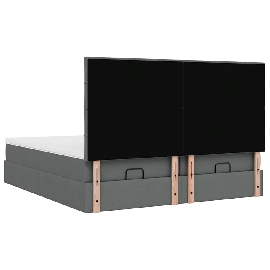 Ottoman bed met matrassen en LED's 160x200cm stof donkergrijs