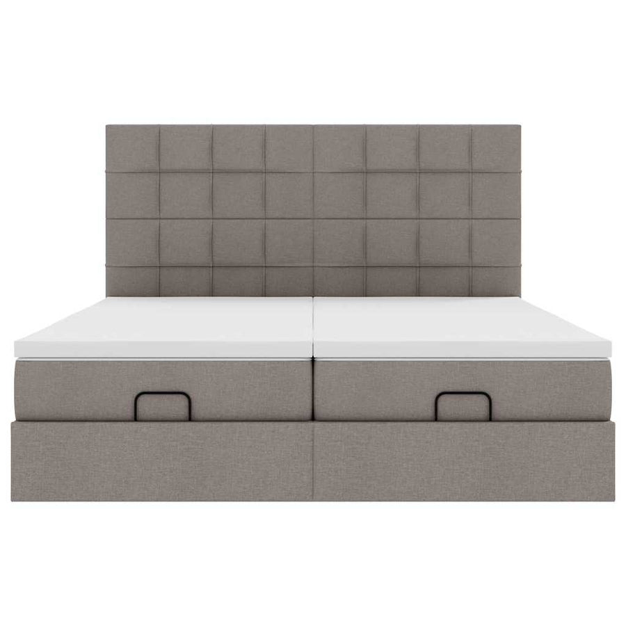 Ottoman bed met matrassen en LED's 160x200cm stof taupe