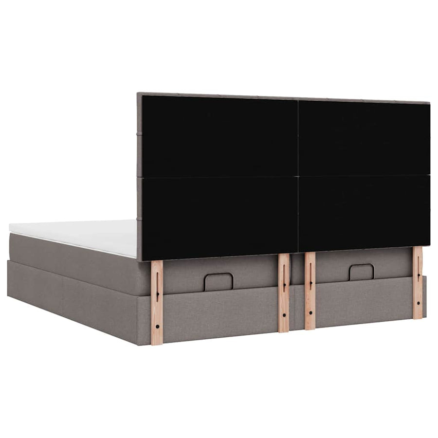 Ottoman bed met matrassen en LED's 160x200cm stof taupe