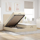 Ottoman bed 160x200 cm stof crèmekleurig