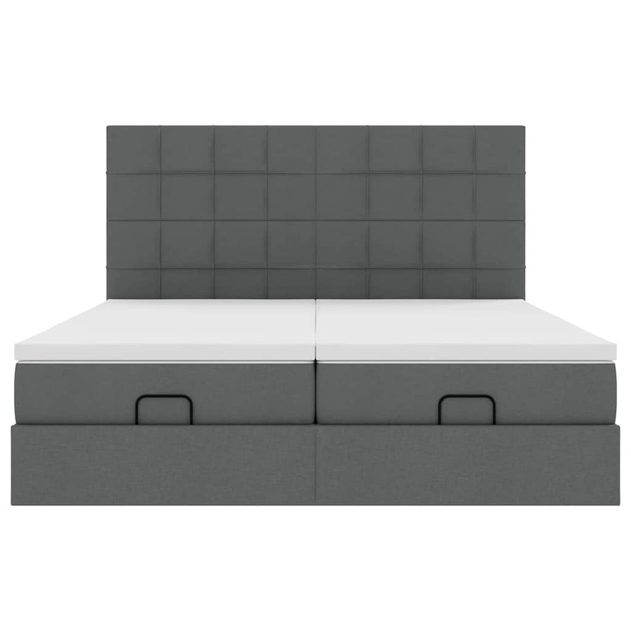 Ottoman bed met matrassen en LED's 180x200cm stof donkergrijs