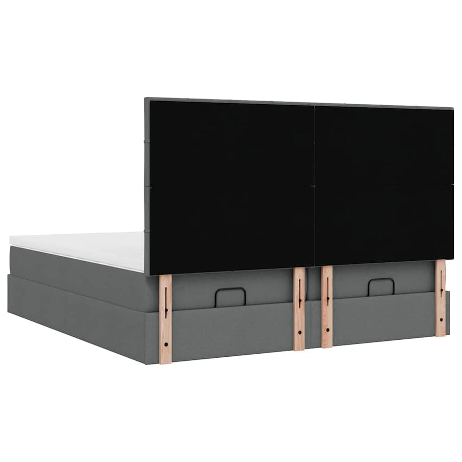 Ottoman bed met matrassen en LED's 180x200cm stof donkergrijs