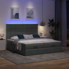 Ottomaans bed 180x200 cm donkergrijs met opbergruimte en LED