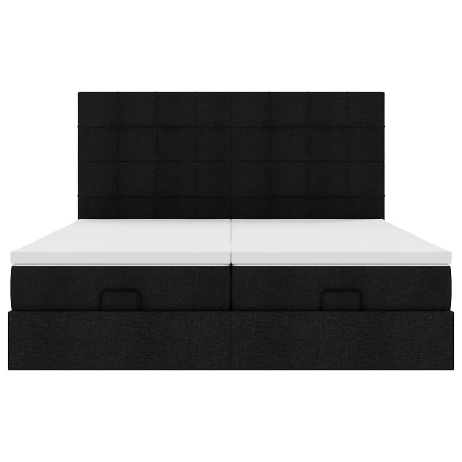 Ottoman bed met matrassen en LED's 180x200cm stof zwart