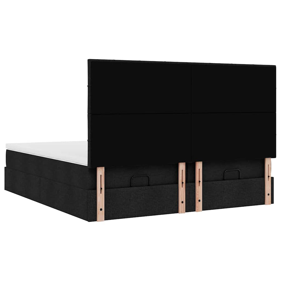 Ottoman bed met matrassen en LED's 180x200cm stof zwart