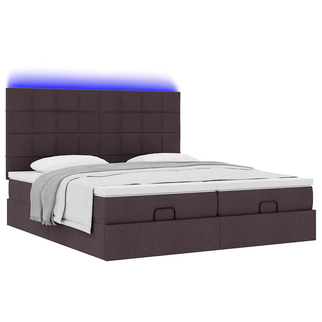 Ottoman bed met matrassen en LED's 180x200cm stof donkerbruin