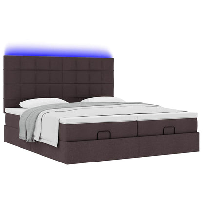 Ottoman bed met matrassen en LED's 180x200cm stof donkerbruin