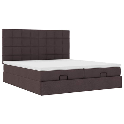 Ottoman bed met matrassen en LED's 180x200cm stof donkerbruin